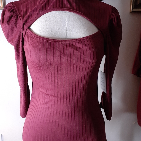 Cut Out Burgundy Dress by Vibeapparelco - Picture 2 of 4